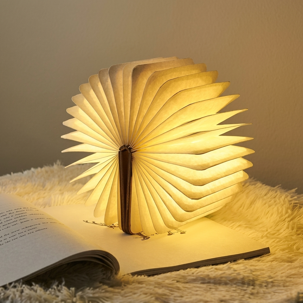 LED Wooden Book Lamp – 3 Ambient Light Modes (USB Rechargeable)